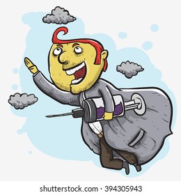 super doctor flying in the sky colored