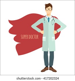 Super Doctor. Professional in flat style.