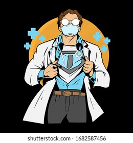 Super doctor with a shirt and white suit