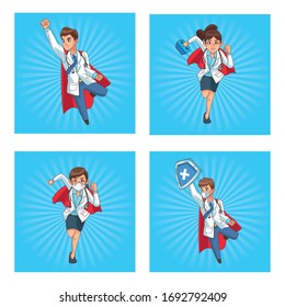 super doctors staff comic characters vector illustration design vector illustration design