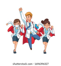 super doctors staff comic characters vector illustration design