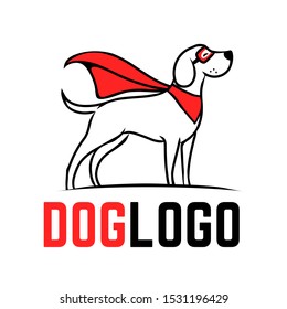 super dog cartoon character with red cape. rescue animals symbol or logo. vector
