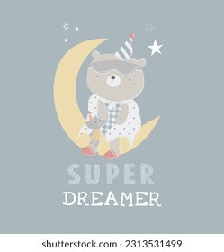 super dreamer cute animal prints graphics for kids' clothing tee shirt graphics, baby clothing newborn clothing prints