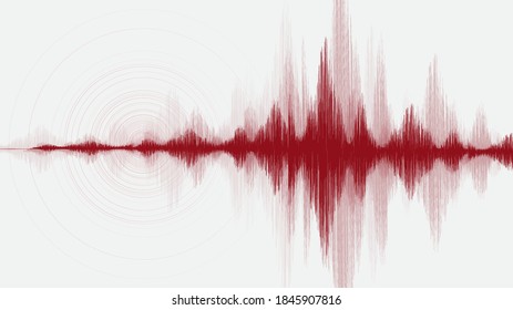Ola de Súper Terremoto con Ecualizador Círculo en fondo gris, concepto de diagrama de ondas de audio, diseño para educación y ciencia, Ilustración vectorial.