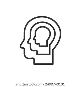 Super ego, in line design. Super ego, Id, Ego, Freudian theory, Psychology, Psychoanalysis, Personality on white background vector. Super ego editable stroke icon.