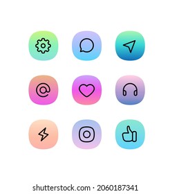 Super ellipse trendy icons. Internet application ui icons collection

