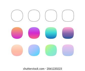 Super ellipse trendy shapes set isolated on white background. Template for modern trendy icons
