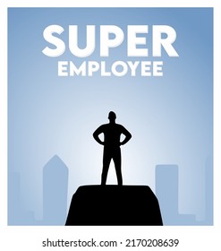 Super employee with black silhouette