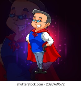 The super employee with the vest inspiration esport logo design of illustration