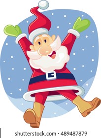 Super Excited Santa Claus Vector Cartoon - Illustration of a happy Santa waiting for Christmas
