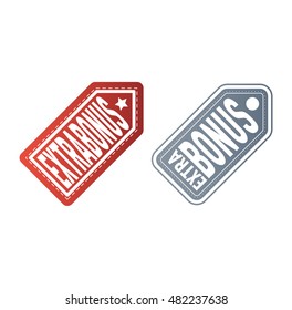 Super and extra bonus banner text in color drawn label, business shopping concept vector