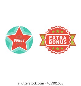 Super and extra bonus banner text in color drawn label, business shopping concept vector