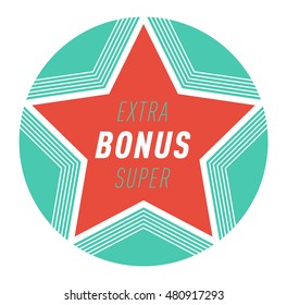 Super and extra bonus banners text in color drawn labels, business shopping concept vector