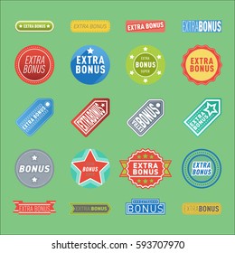 Super extra bonus banners text in color drawn labels, business shopping concept vector internet promotion shopping vector