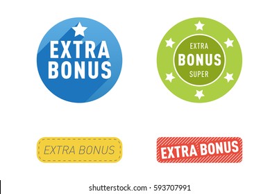 Super extra bonus banners text in color drawn labels, business shopping concept vector internet promotion shopping vector