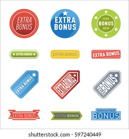 Super extra bonus banners text in color drawn labels, business shopping concept vector internet promotion shopping vector
