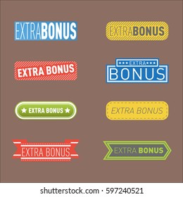Super extra bonus banners text in color drawn labels, business shopping concept vector internet promotion shopping vector