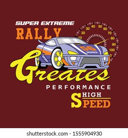 Super extreme rally vintage design for t-shirt printing