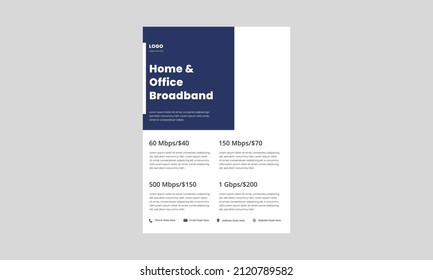 super fast broadband internet service flyer. home and office broadband internet poster, leaflet template.