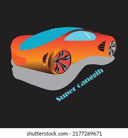 Super Fast Car In Orange And Green On A Black Background