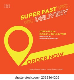 Super Fast Delivery, E Commerce, Food, Electronics, Cargo, Ad Template, Online Delivery, Promotional Post Vector