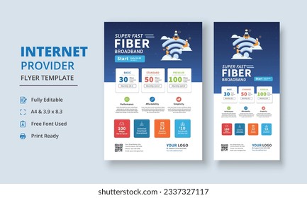 Super Fast Fiber Broadband Flyer, Internet Service Provider Flyer Template, Internet Service Provider Dl Flyer, Internet Service Provider Roll Up Banner, dl flyer, roll up banner