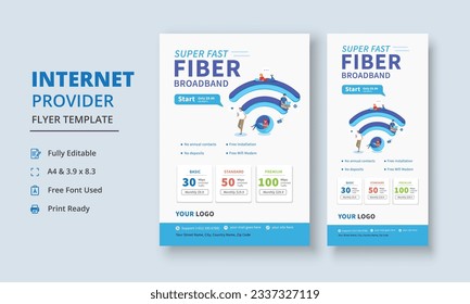 Super Fast Fiber Broadband Flyer, Internet Service Provider Flyer Template, Internet Service Provider Dl Flyer, Internet Service Provider Roll Up Banner, dl flyer, roll up banner