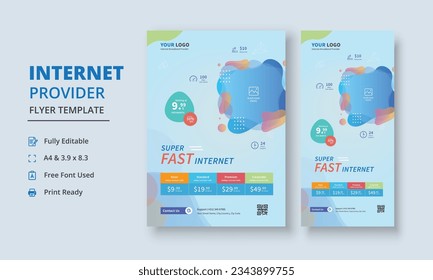 Super Fast Fiber Broadband Flyer, Internet Service Provider Flyer Template, Internet Service Provider Dl Flyer, Internet Service Provider Roll Up Banner, dl flyer, roll up banner
