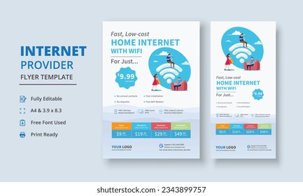 Super Fast Fiber Broadband Flyer, Internet Service Provider Flyer Template, Internet Service Provider Dl Flyer, Internet Service Provider Roll Up Banner, dl flyer, roll up banner