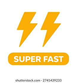 SUPER FAST word minimal flat badge vector icon
single color, isolated on white background