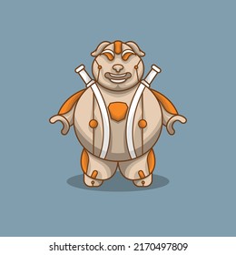 Super Fat Pig Knight Robot Humanoid Mecha Mascot Vector Design