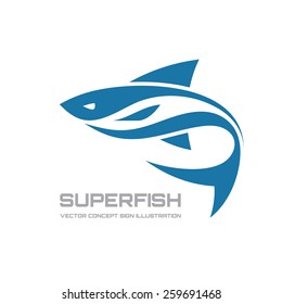 Super fish - vector logo template concept illustration. Shark abstract sign. Design element. 