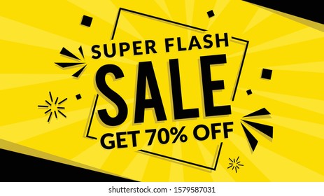 super flash sale discount 70% banner poster vector template