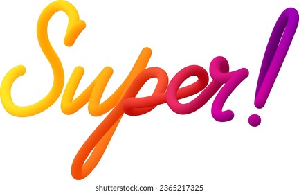Texto superfluo con líneas curvas dinámicas hechas de círculos coloridos mezclados. Ilustración vectorial.
