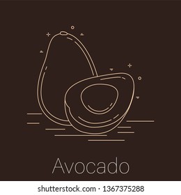 
Super food icon in trendy line style isolated on brown background. Avocado symbol. 
Vector illustration