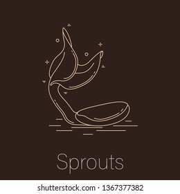 Super food icon in trendy line style isolated on brown background. Sprouts symbol. 
Vector illustration