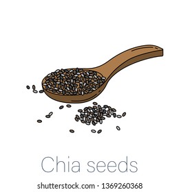 Super Food  Multi Color Icon In Trendy Flat Style Isolated On White Background. Chia Seeds Symbol. 
Vector Illustration