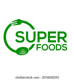 Super Food Vector Logo Or Icon, White Background Super Food Logo