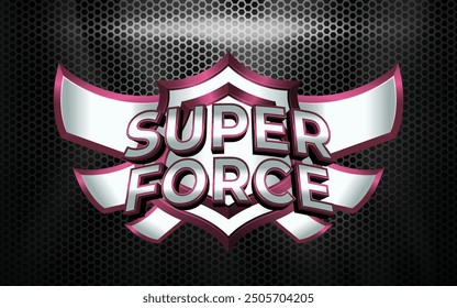 Super Force Game Badge 3D with Text Effects