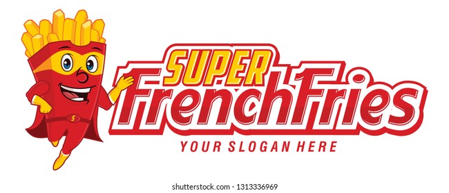 Super French Fries Logo Cartoon - Vector