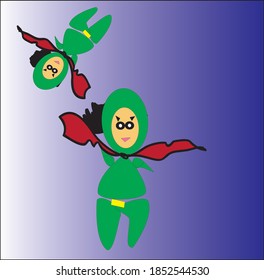 Super Fruit Hero in duck night cartoon