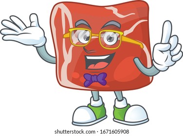 Super Funny beef in nerd mascot design style