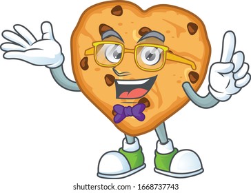 Super Funny chocolate chips love in nerd mascot design style