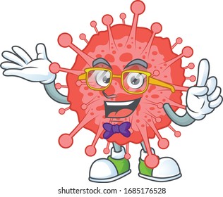 Super Funny coronavirus disaster in nerd mascot design style