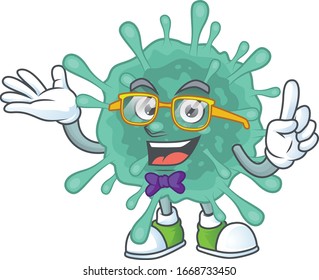 Super Funny coronaviruses in nerd mascot design style