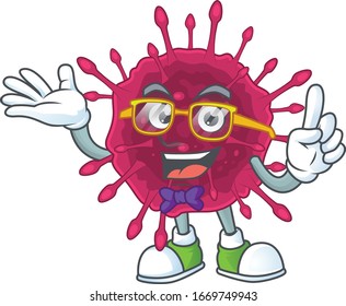 Super Funny COVID19 in nerd mascot design style