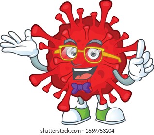 Super Funny dangerous coronaviruses in nerd mascot design style