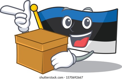 Super Funny flag estonia cartoon character style With box