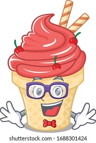 Super Funny Geek cherry ice cream cartoon character design