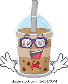 Super Funny Geek chocolate bubble tea cartoon character design